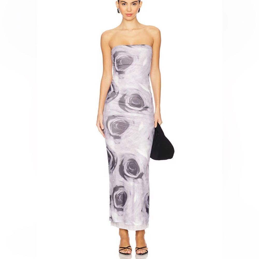 More To Come Oksana Gown Black Floral
Mesh Strapless Rose Dress Revolve XS